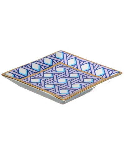 Jonathan Adler Basketweave Square Tray, Purple In Multi