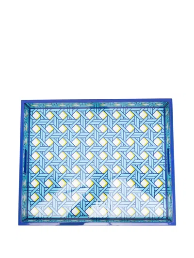 Jonathan Adler Basketweave Tray In Blue