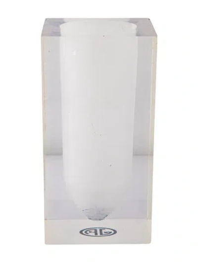 Pre-owned Jonathan Adler Bel Air Test Tube Acrylic Bud Vase In Clear/white