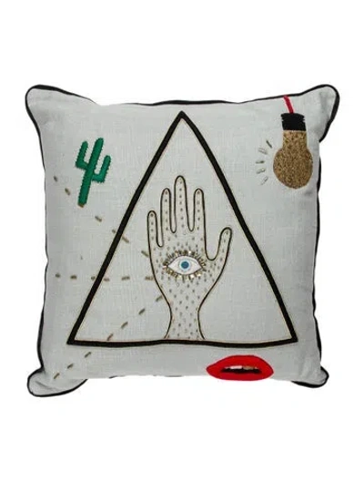 Pre-owned Jonathan Adler Bijoux Emblem Throw Pillow In Multi