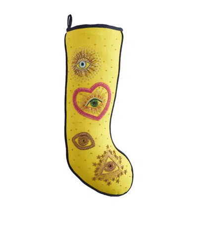 Jonathan Adler Bijoux Eyes Stocking In Yellow
