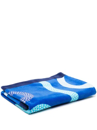 Jonathan Adler Eden Badetuch Mit Schlangen-print In Blau