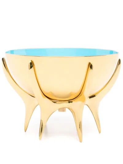 Jonathan Adler Medium Oscar Brass Bowl (13.5cm) In Blue