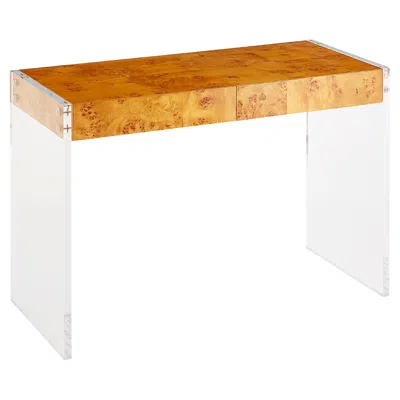 Pre-owned Jonathan Adler Bond Burled Wood And Lucite Desk In Brown