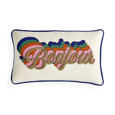Jonathan Adler Bonjour Beaded Pillow In Blue;white;green;pink;orange;gold