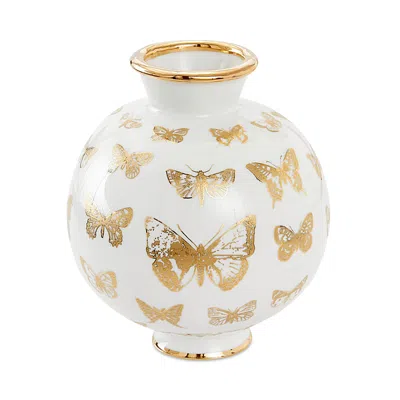 Jonathan Adler Botanist Butterfly Round Vase In White