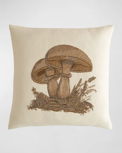 Jonathan Adler Botanist Mushrooms Beaded Pillow, 22" Square In White