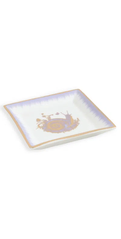 Jonathan Adler Botanist Snail Square Tray Pink In White