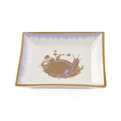 Jonathan Adler Botanist Snail Square Tray In White;gold;purple