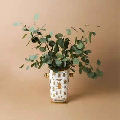 Jonathan Adler Botanist Specimen Vase In White,gold