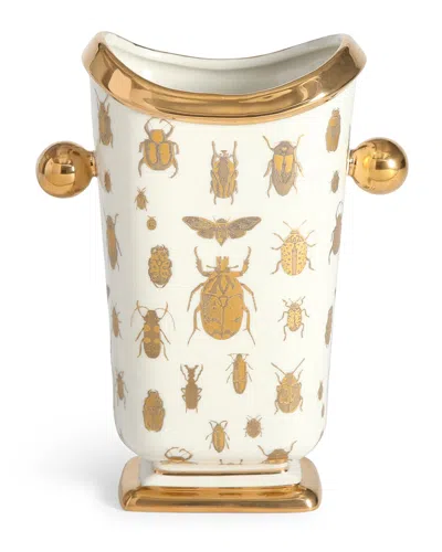 Jonathan Adler Botanist Specimen Vase In White/gold