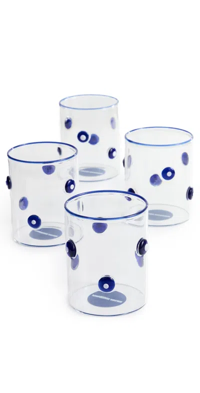 Jonathan Adler Boxed Dottie Rocks Glassware Blue