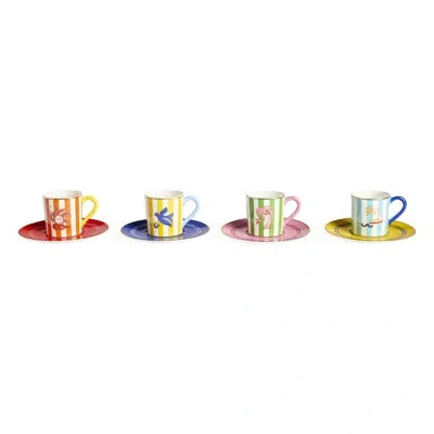 Jonathan Adler Boxed Playa Espresso Cup Set In Blue;white;green;red;yellow;pink;orange