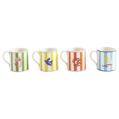 Jonathan Adler Boxed Playa Mug Set In Blue;white;green;yellow;orange