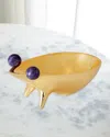 JONATHAN ADLER BRASS & AMETHYST FROG BOWL