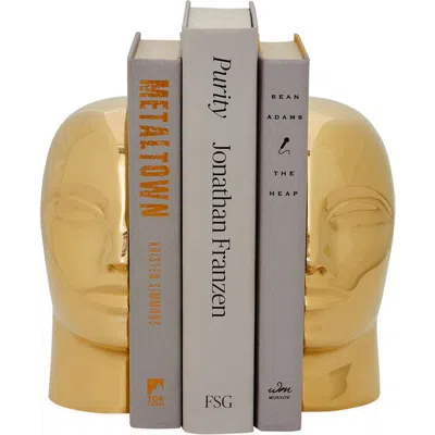 Jonathan Adler Brass Atlas Bookends In Brass Gold