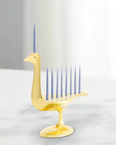 Jonathan Adler Brass Bird Hanukkah Menorah In Gold