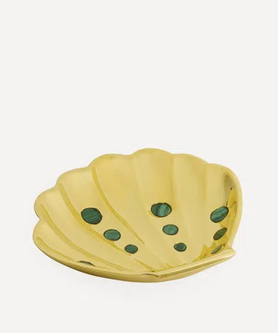 Jonathan Adler Brass Clem Shell Tray In Yellow