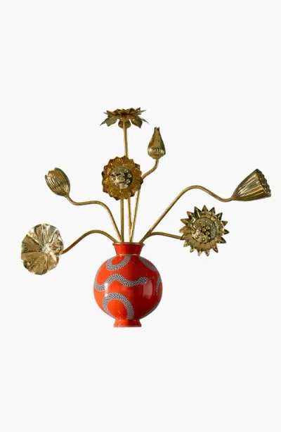 Jonathan Adler Brass Flower Bouquet Sculpture In Multi
