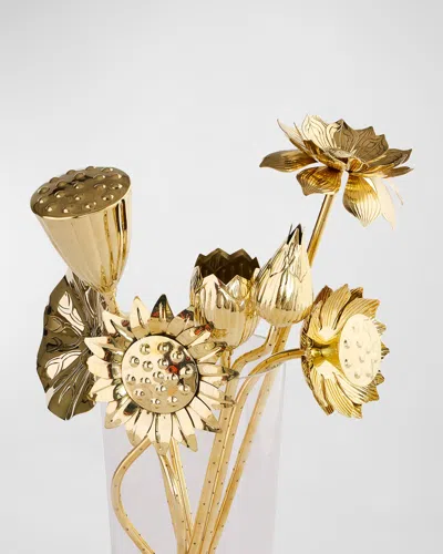 Jonathan Adler Brass Flower Bouquet, Set Of 7 In Gold