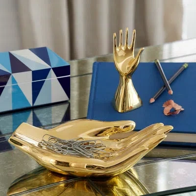 Jonathan Adler Brass Hand Bowl In Gold
