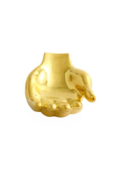 Jonathan Adler Brass Hand Decorative Bowl In Polished Brass