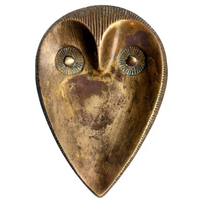 Pre-owned Jonathan Adler Brass Owl Trinket Jewelry Dish By  In Brown