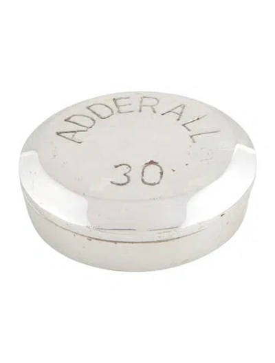 Pre-owned Jonathan Adler Brass Pill Box In Metallic/silver
