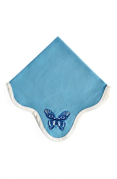Jonathan Adler Butterfly Napkin Set In Blue/white
