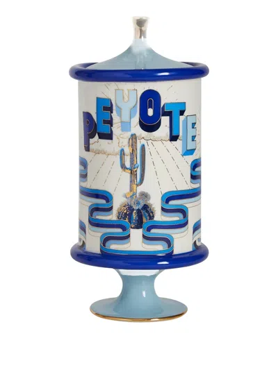 Jonathan Adler Cactus-graphic Druggist Vase In Blue