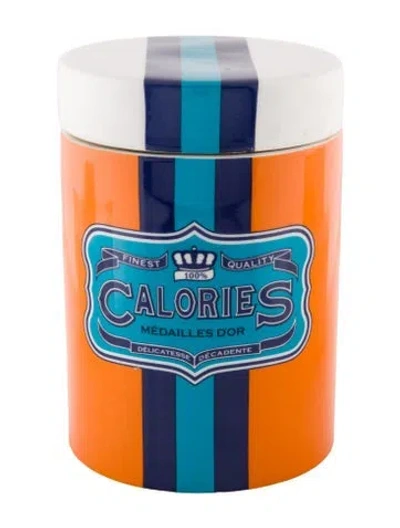 Pre-owned Jonathan Adler Calories Canister & Lid In Multi