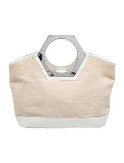 Pre-owned Jonathan Adler Canvas Top Handle Bag In Neutral