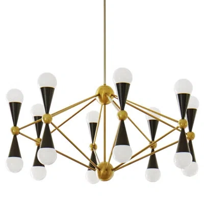 Jonathan Adler Caracas 16 Light Chandelier In Polished Brass,black