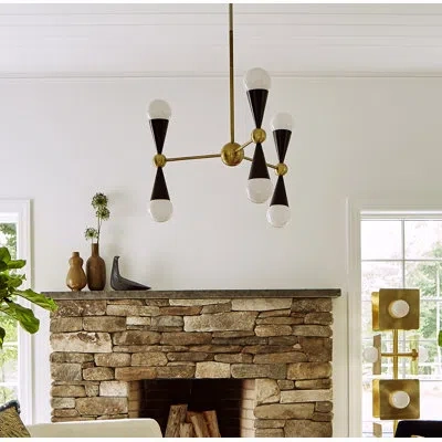 Jonathan Adler Caracas 6 Light Chandelier In Black,brass