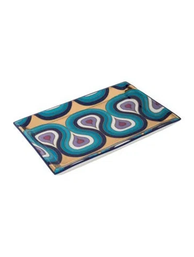 Pre-owned Jonathan Adler Ceramic Catchall Tray In Blue/metallic