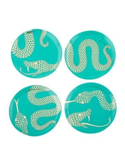 Pre-owned Jonathan Adler Ceramic Coasters In Blue