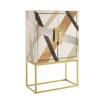 Jonathan Adler Chambeige 36'' Bar Cabinet In Brown;white;beige;pink;gold