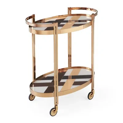 Jonathan Adler Chambeige Bar Cart In Bronze,white,polished Brass