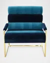 Jonathan Adler Channeled Goldfinger Lounge Chair In Dv Rialto Navy