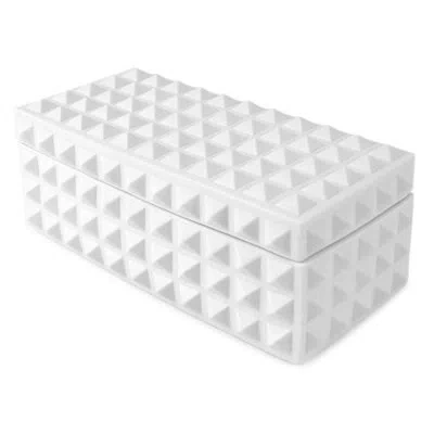 Jonathan Adler Charade Square Stud Box In Matte White