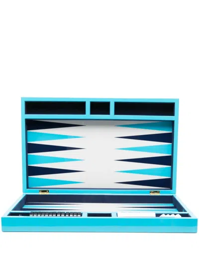 Jonathan Adler Checkboard Backgammon Set In Blue