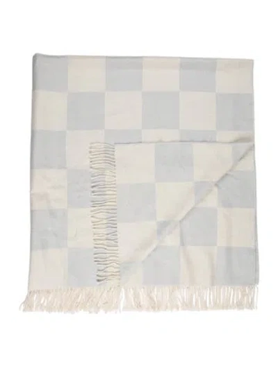 Pre-owned Jonathan Adler Checkerboard Alpaca Throw Blanket In Blue