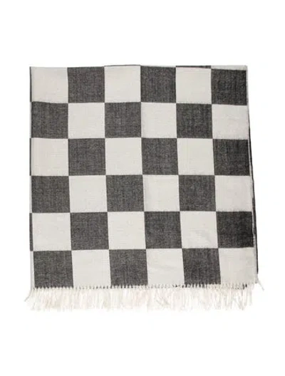Pre-owned Jonathan Adler Checkerboard Throw Blanket In Black
