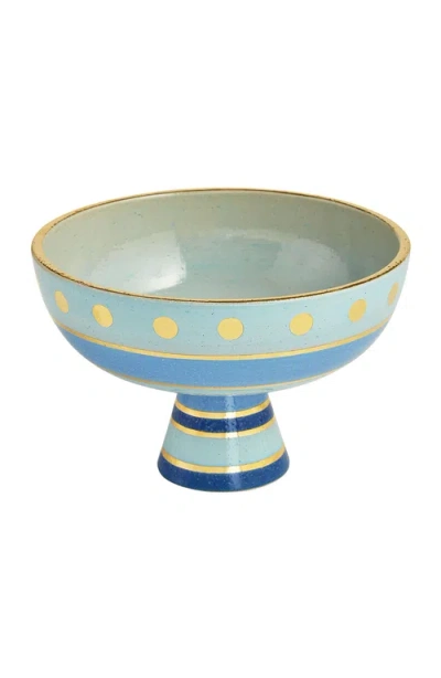 Jonathan Adler Chroma Short Decorative Bowl In Blue/gold