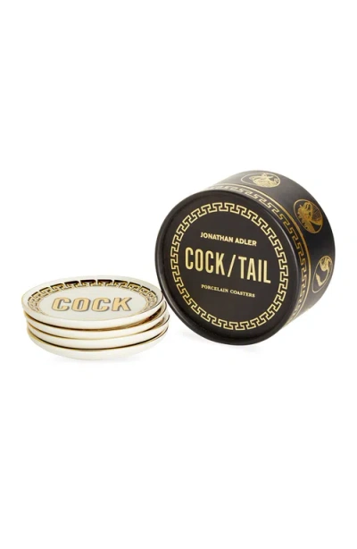 Jonathan Adler Cock/tail Coaster Set In Black