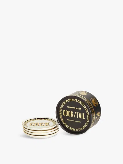 Jonathan Adler Cocktail Coasters In White/gold/black