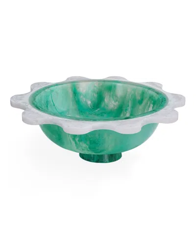 Jonathan Adler Como 100 Oz. Acrylic Ripple Decor Bowl In Green