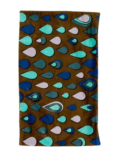 Pre-owned Jonathan Adler Cotton-blend Lumbar Pillow In Blue/brown