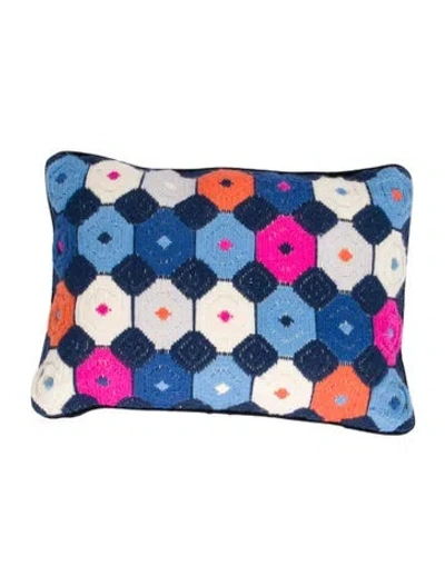 Pre-owned Jonathan Adler Crochet Throw Pillow In Blue