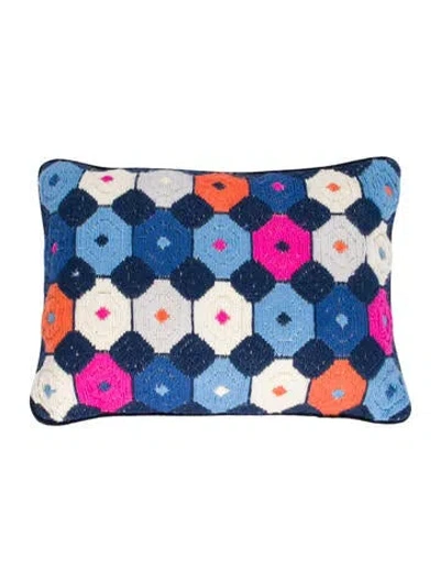 Pre-owned Jonathan Adler Crochet Throw Pillow In Blue